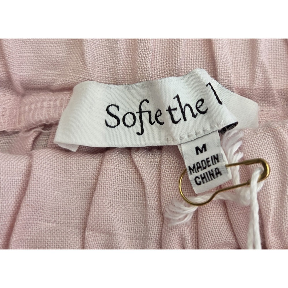 NEW w/Tags Sofie The Label Pleated Skirt Women's Medium Pink Linen Blend Preppy - Picture 3 of 9